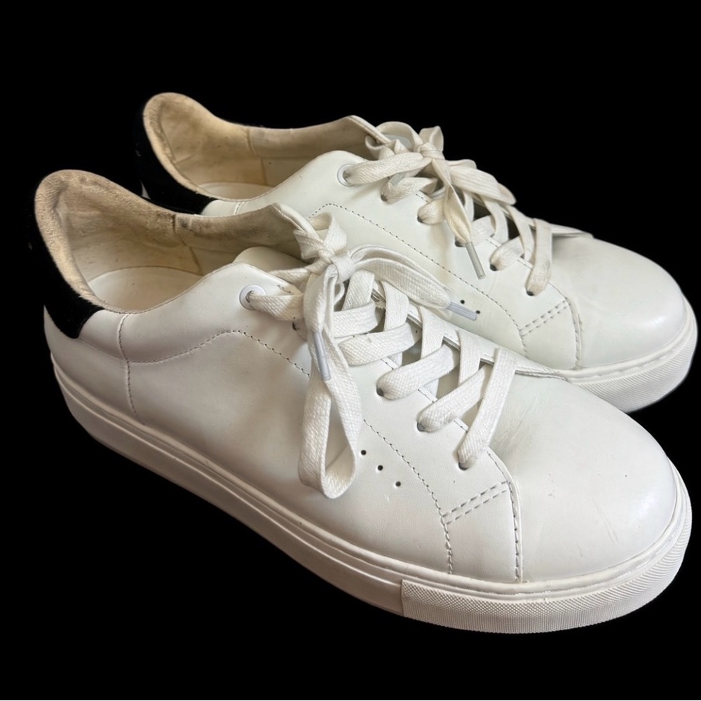 Kurt Geiger White Leather Sneakers with Black Heel Tab